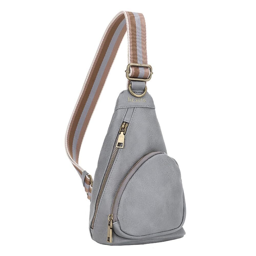 6178 Lori Sling Bag - Chest Bag in Grey Vegan Leather Travel Sling Bag